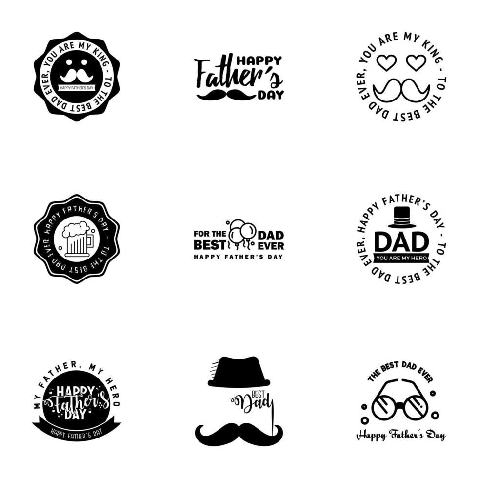 feliz día del padre 9 tipografía negra conjunto tipografía vectorial letras antiguas para tarjetas de felicitación pancartas diseño de camiseta eres el mejor papá elementos de diseño vectorial editables vector