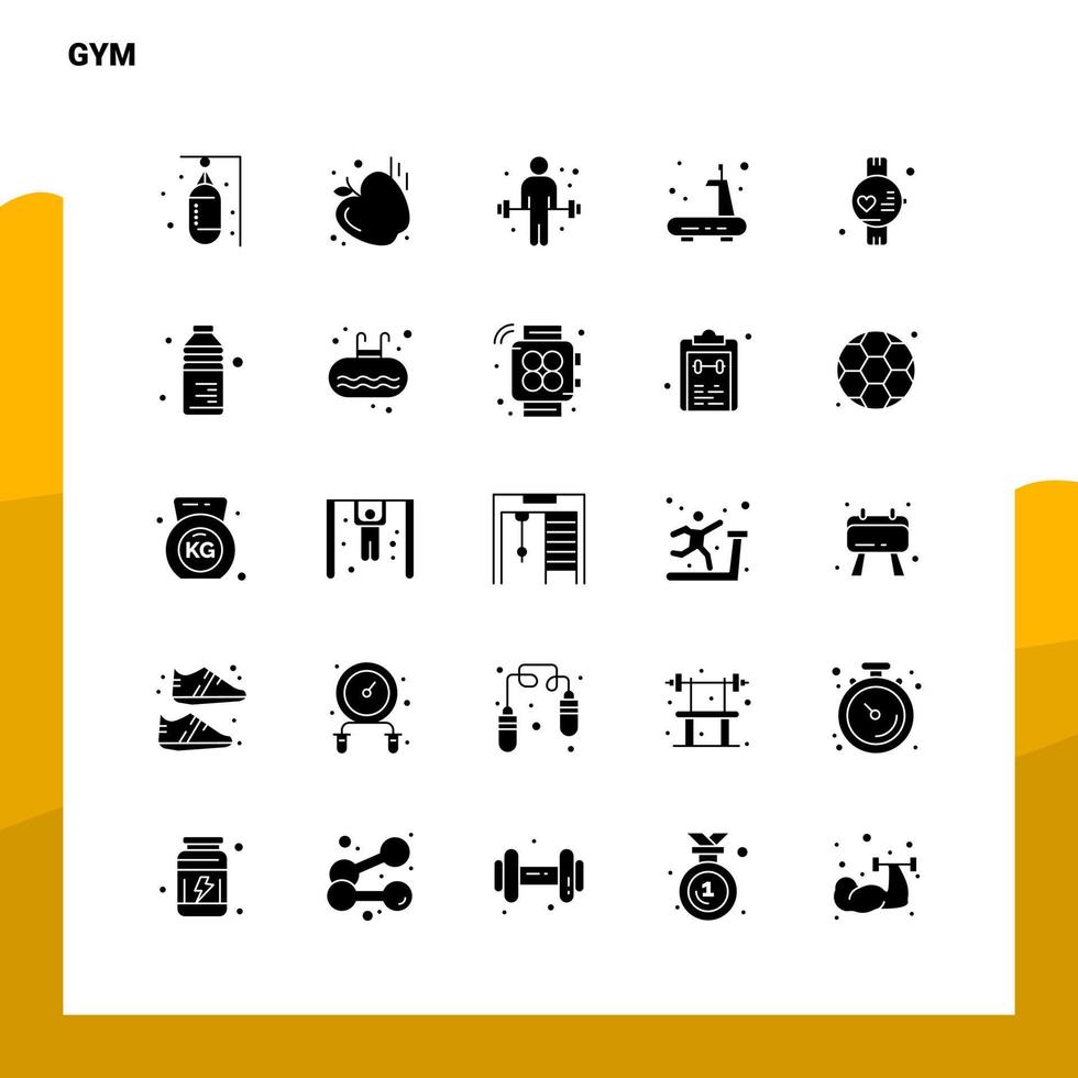 25 Gym Icon set Solid Glyph Icon Vector Illustration Template For Web and Mobile Ideas for business company