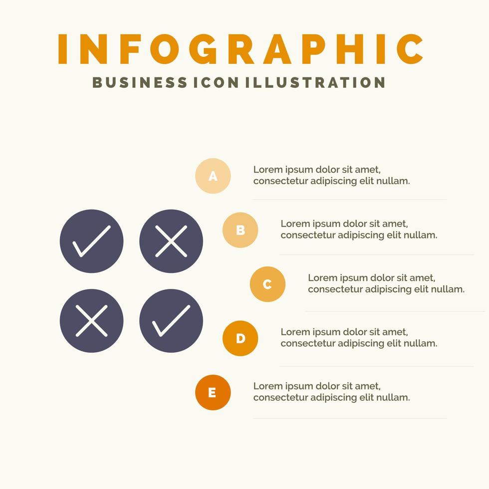 creativo cruz diseño marque sólido icono infografía 5 pasos presentación fondo vector
