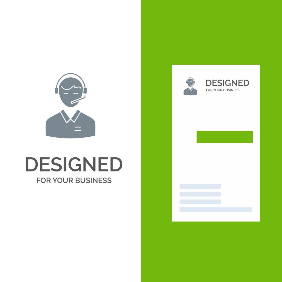 soporte consultoría empresarial cliente hombre servicio de consultoría en línea diseño de logotipo gris y plantilla de tarjeta de visita vector