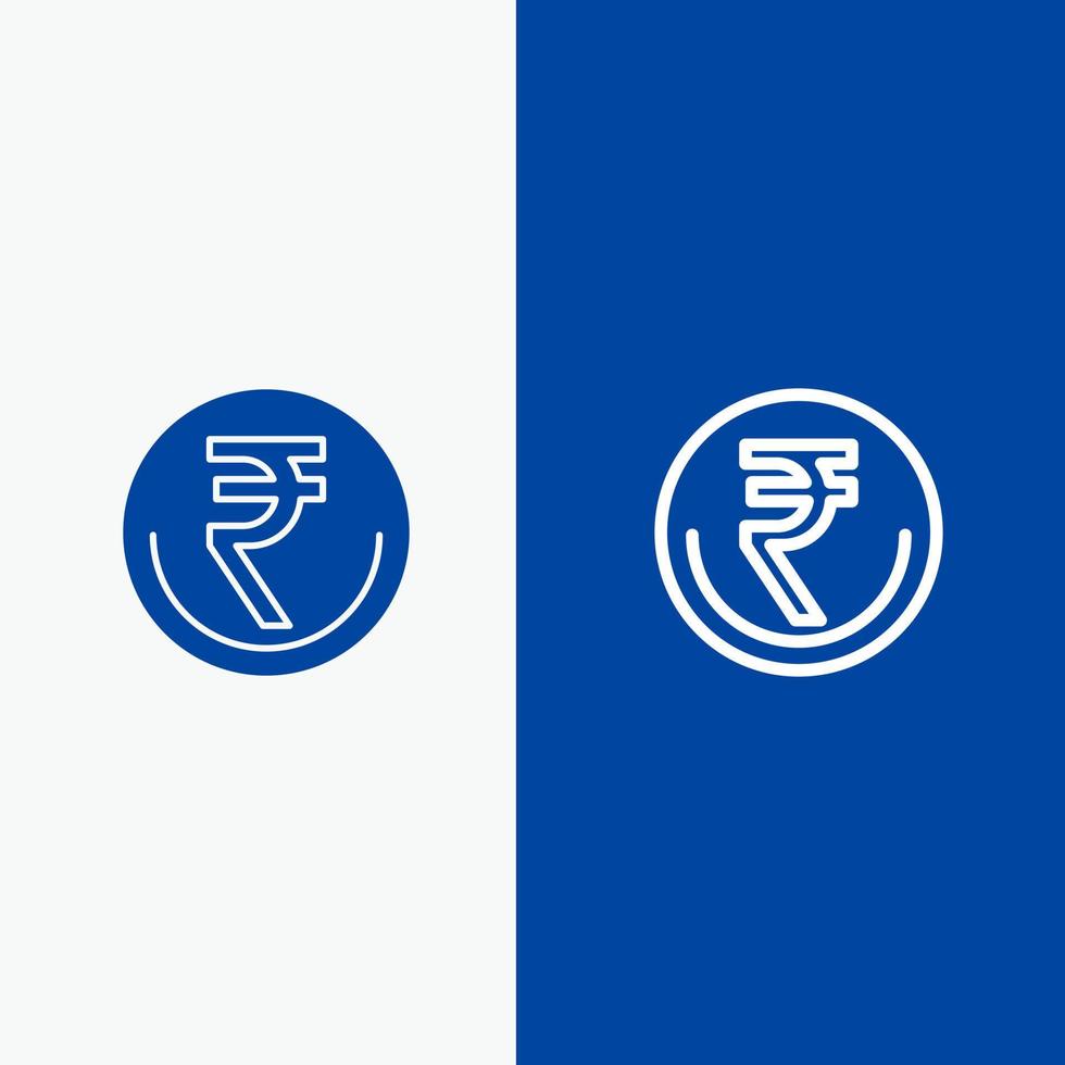 Business Currency Finance Indian Inr Rupee Trade Line and Glyph Solid icon Blue banner Line and Glyph Solid icon Blue banner vector