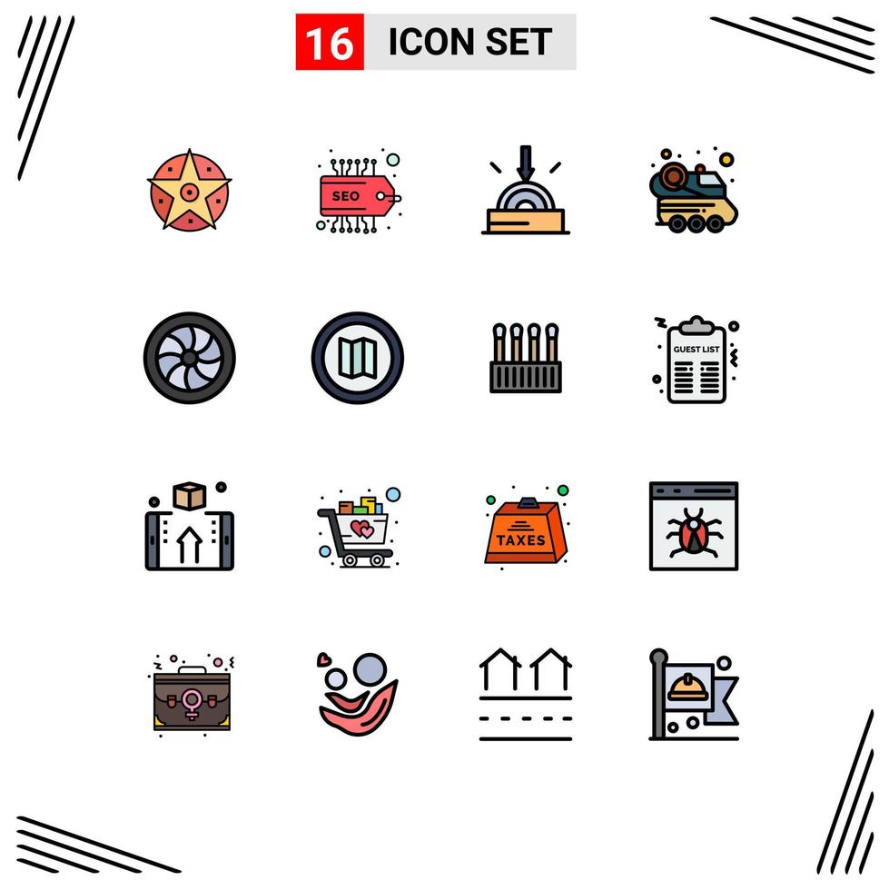 Set of 16 Modern UI Icons Symbols Signs for repair car download spacecraft space Editable Creative Vector Design Elements