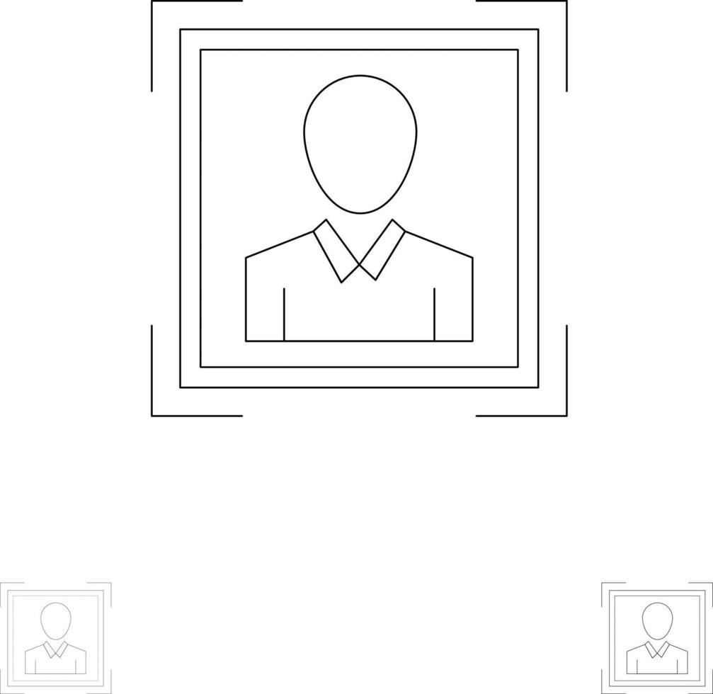 usuario id de usuario id imagen de perfil negrita y conjunto de iconos de línea negra delgada vector