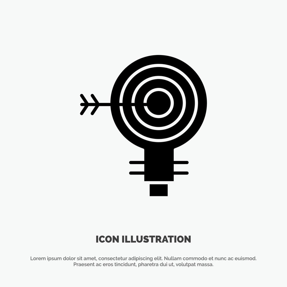 Target Darts Goal Solution Bulb Idea solid Glyph Icon vector