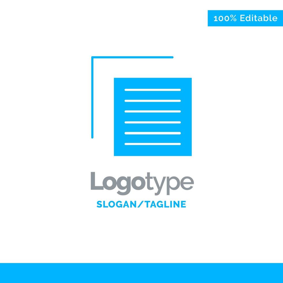 Document File User Interface Blue Solid Logo Template Place for Tagline vector