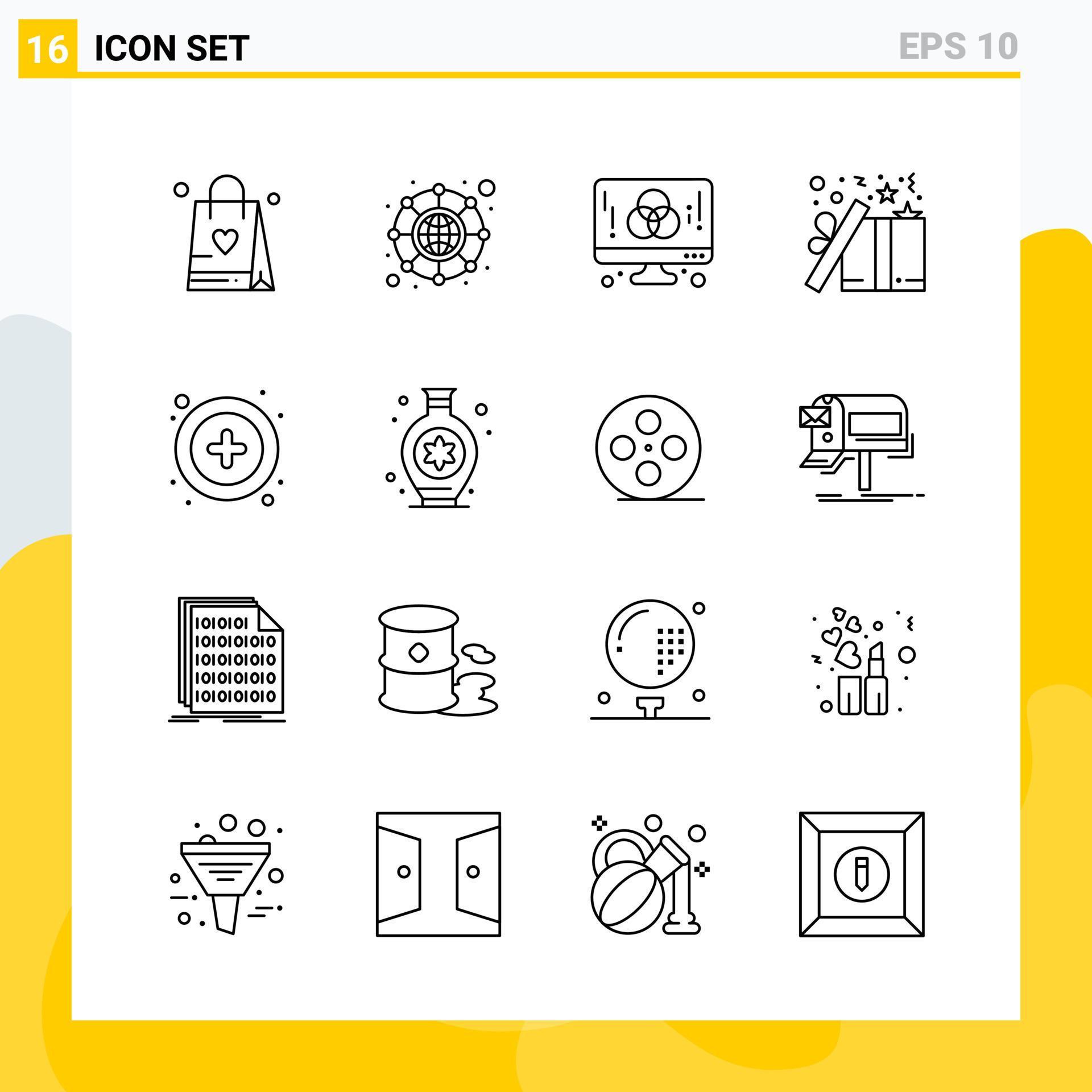Collection of 16 Universal Line Icons Icon Set for Web and Mobile ...