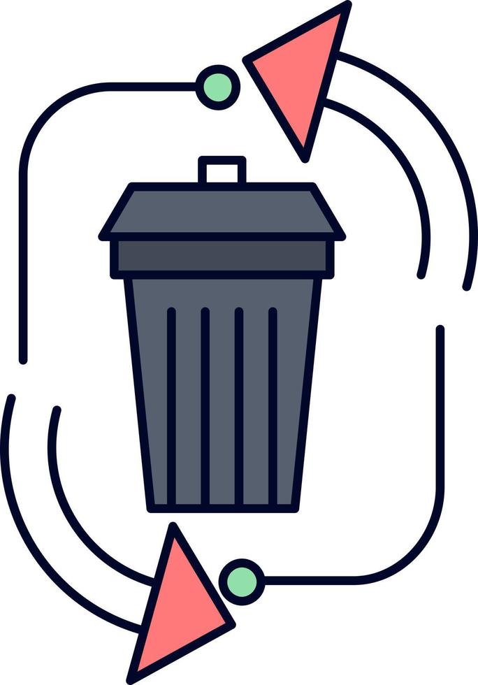 eliminación de residuos gestión de basura reciclar vector de icono de color plano