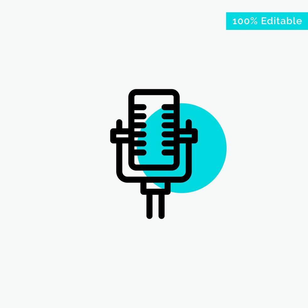 Microphone Multimedia Record Song turquoise highlight circle point Vector icon