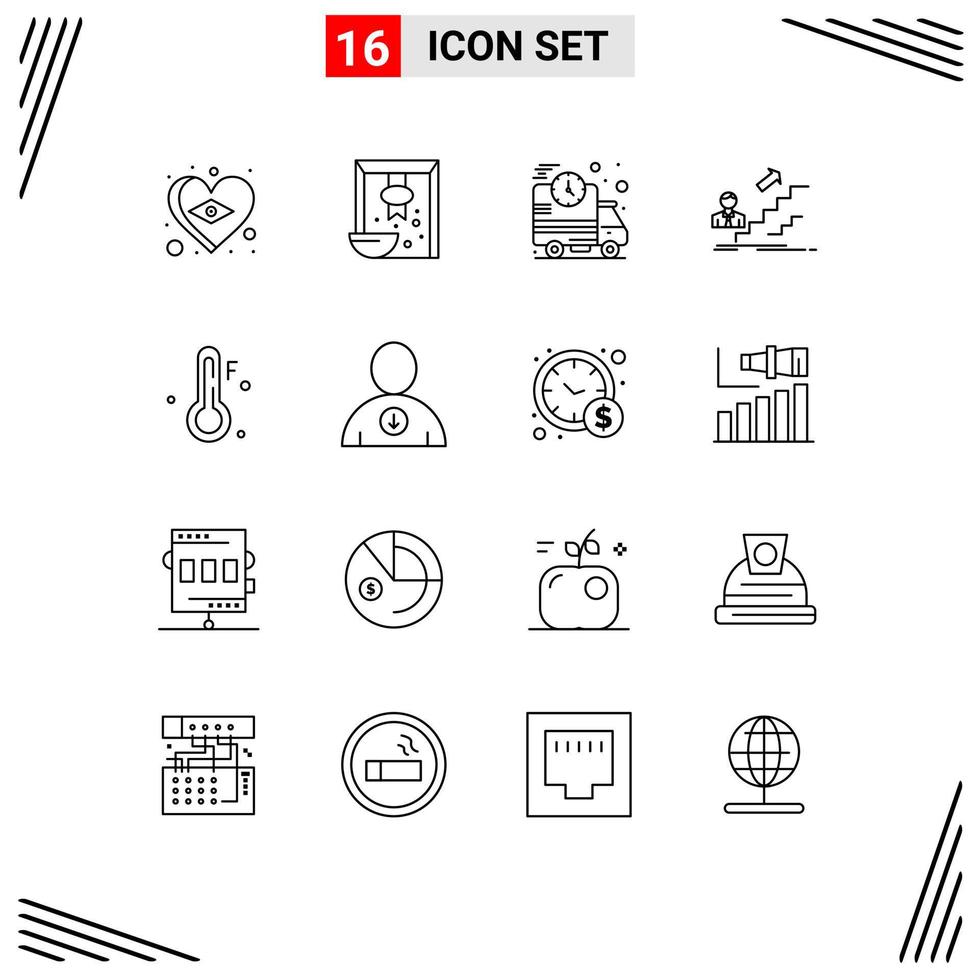 16 Creative Icons Modern Signs and Symbols of cold leader fast development promotion Editable Vector Design Elements