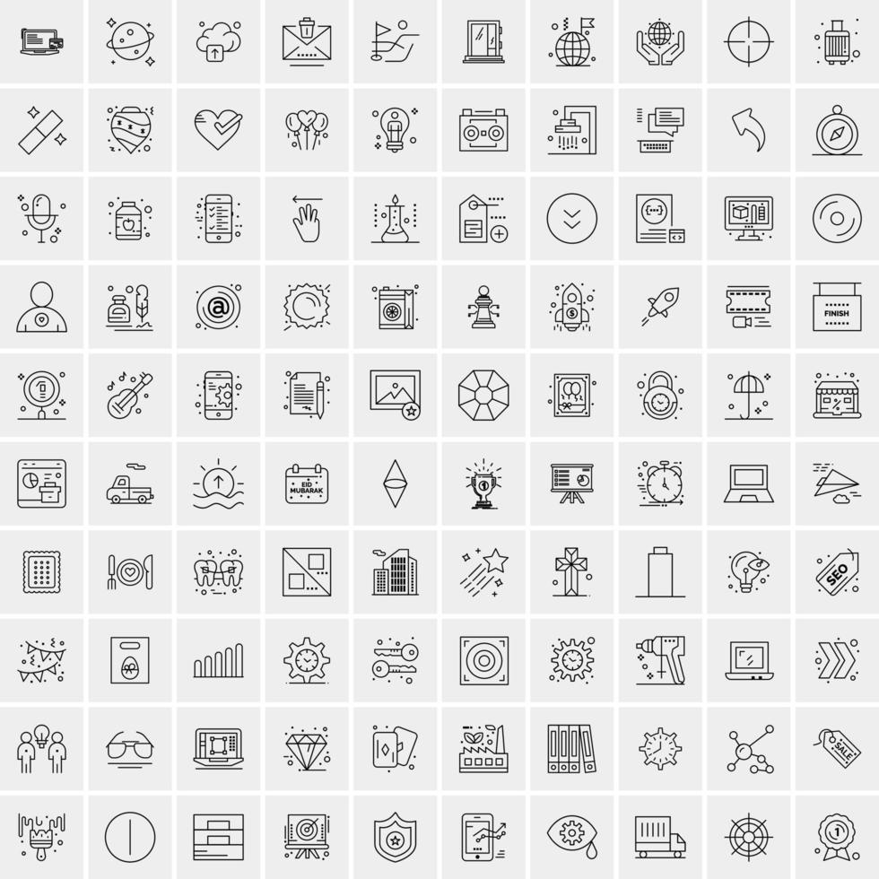 Set of 100 Creative Business Line Icons vector