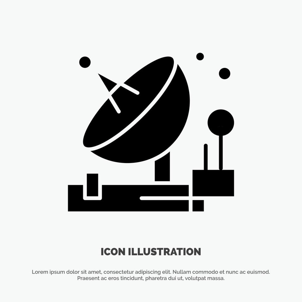 Antenna Communication Parabolic Satellite Space solid Glyph Icon vector
