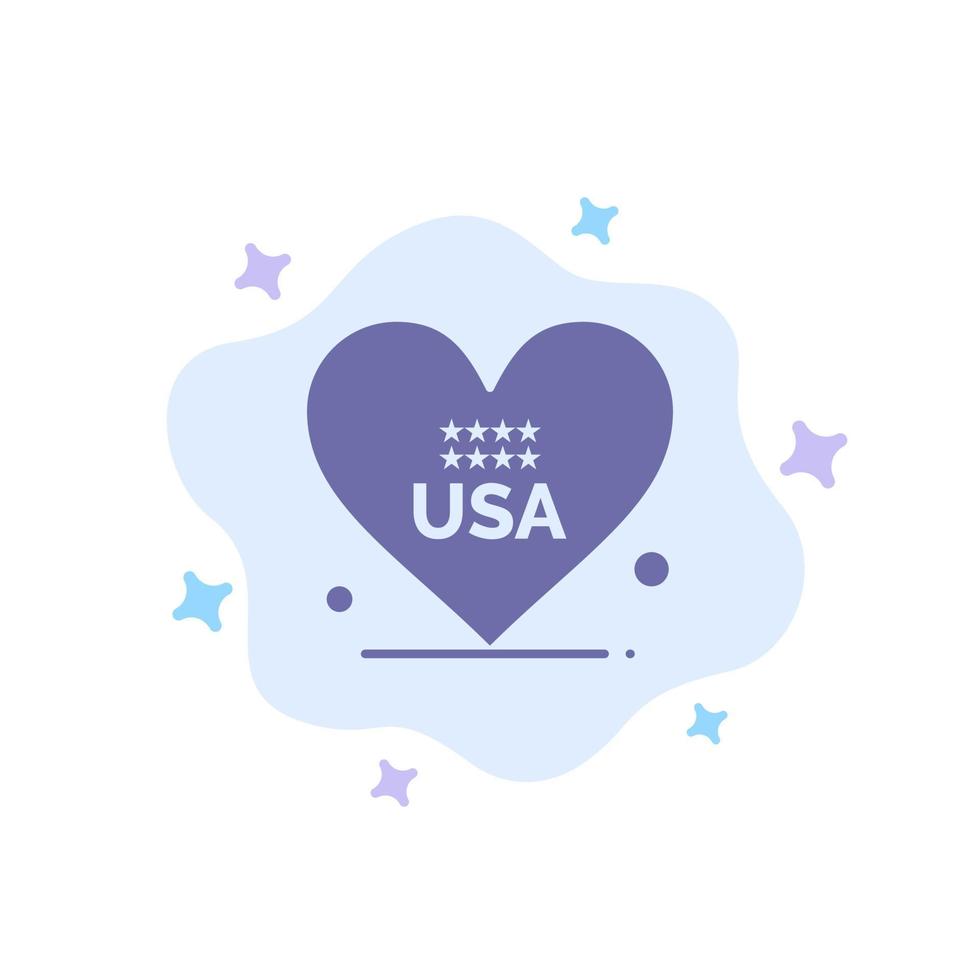 Heart Love American Usa Blue Icon on Abstract Cloud Background vector