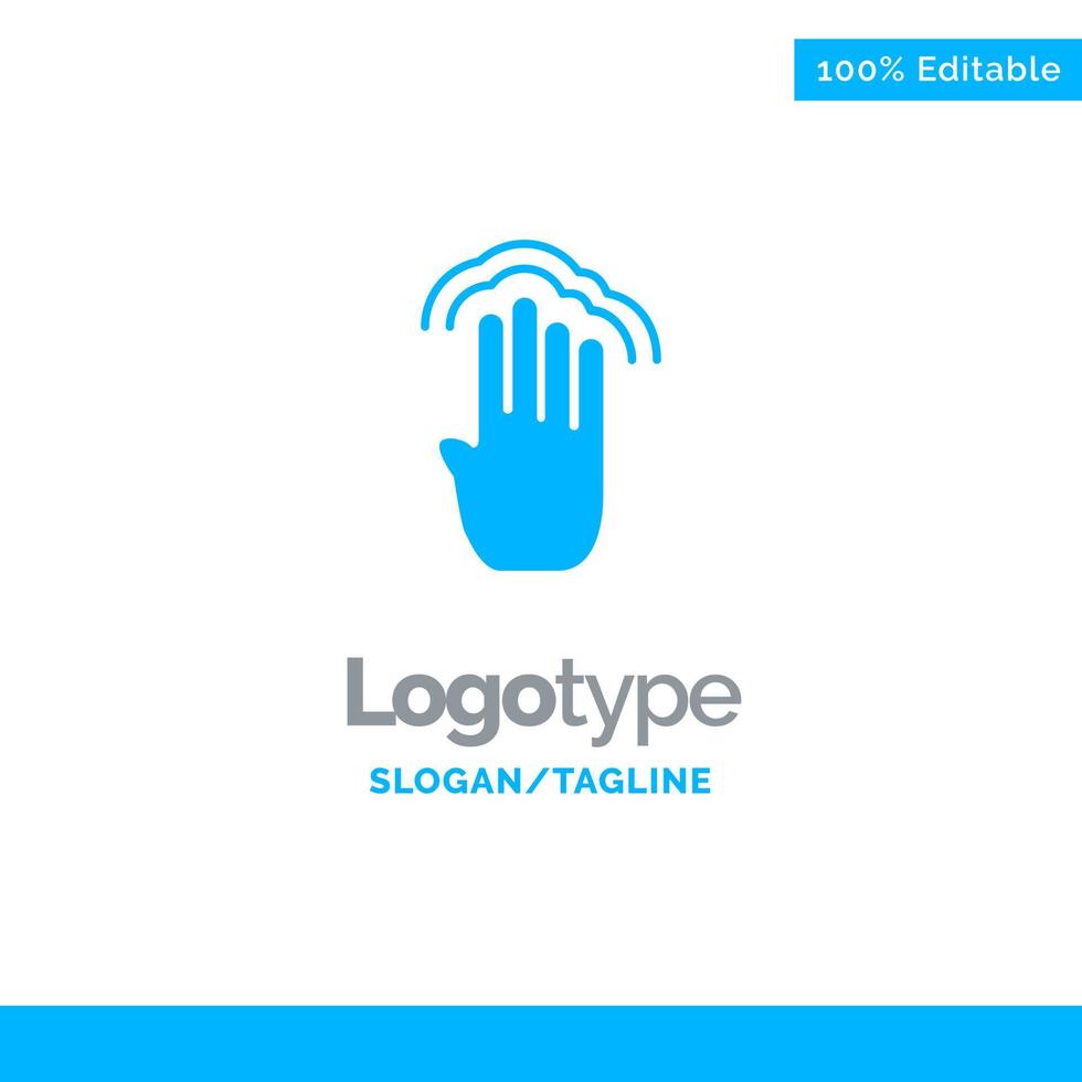 dedos interfaz de cuatro gestos toque múltiple plantilla de logotipo azul sólido lugar para el eslogan vector
