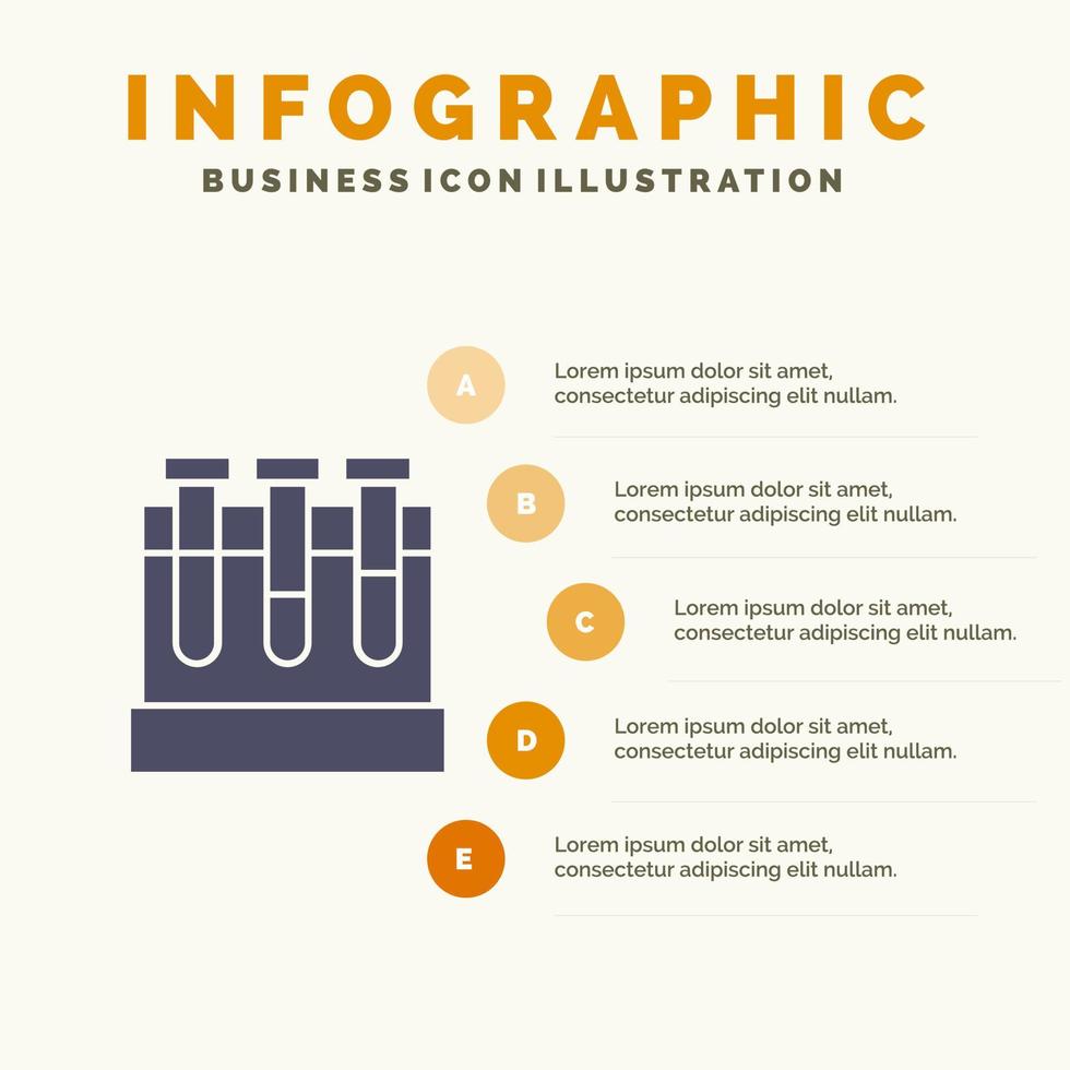 Lab Tubs Test Education Solid Icon Infographics 5 Steps Presentation Background vector