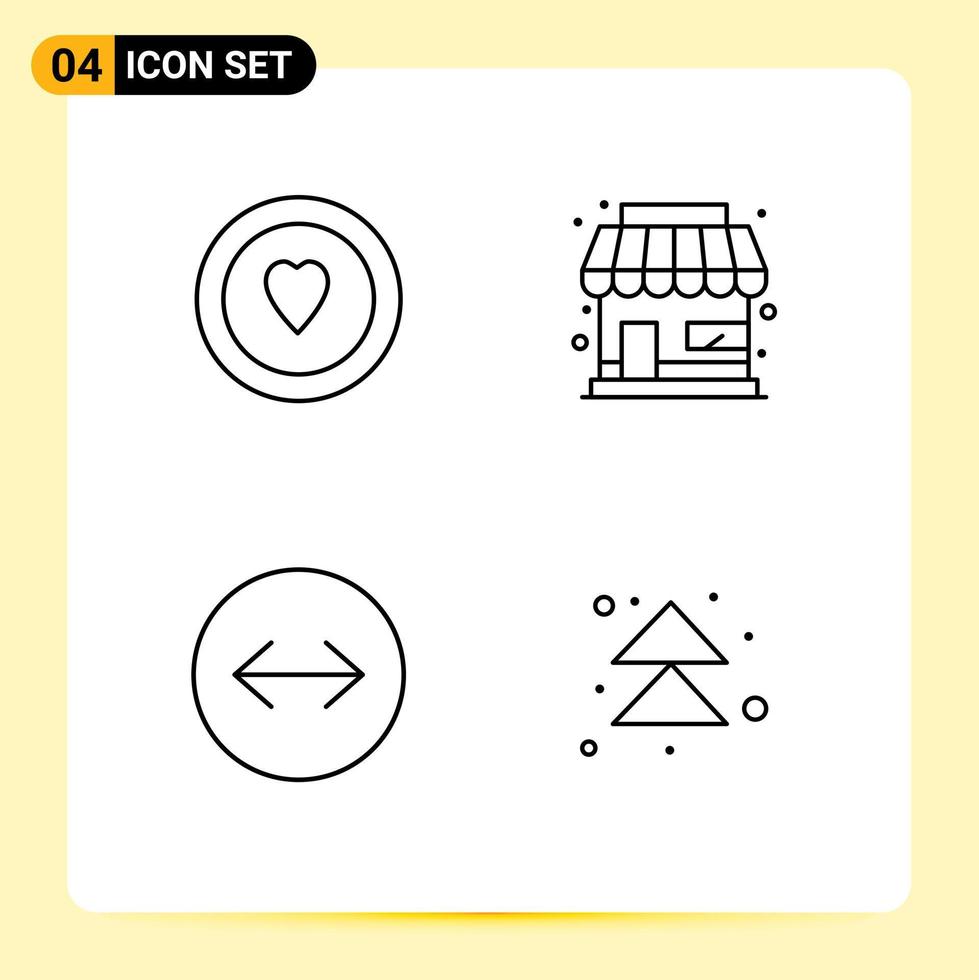 Pictogram Set of 4 Simple Filledline Flat Colors of love swipe arrows building business forward Editable Vector Design Elements