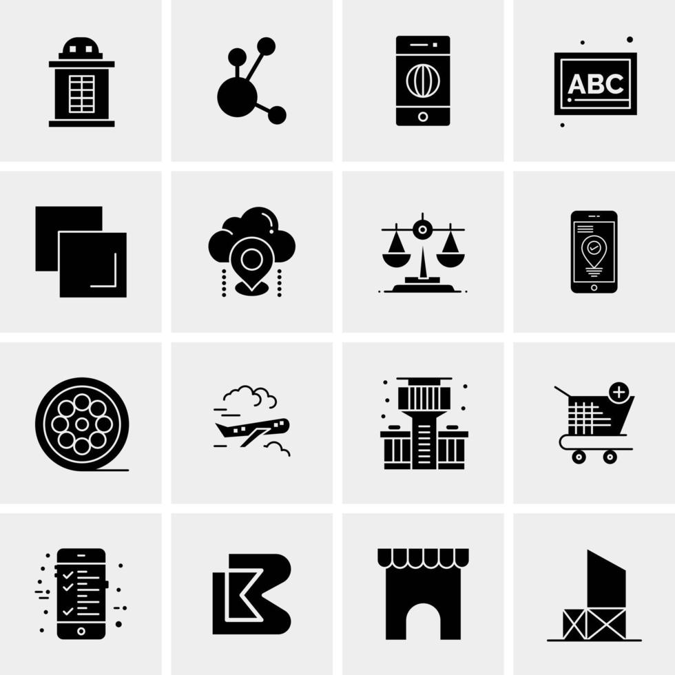 16 iconos de negocios universales vector ilustración de icono creativo para usar en proyectos relacionados con la web y dispositivos móviles