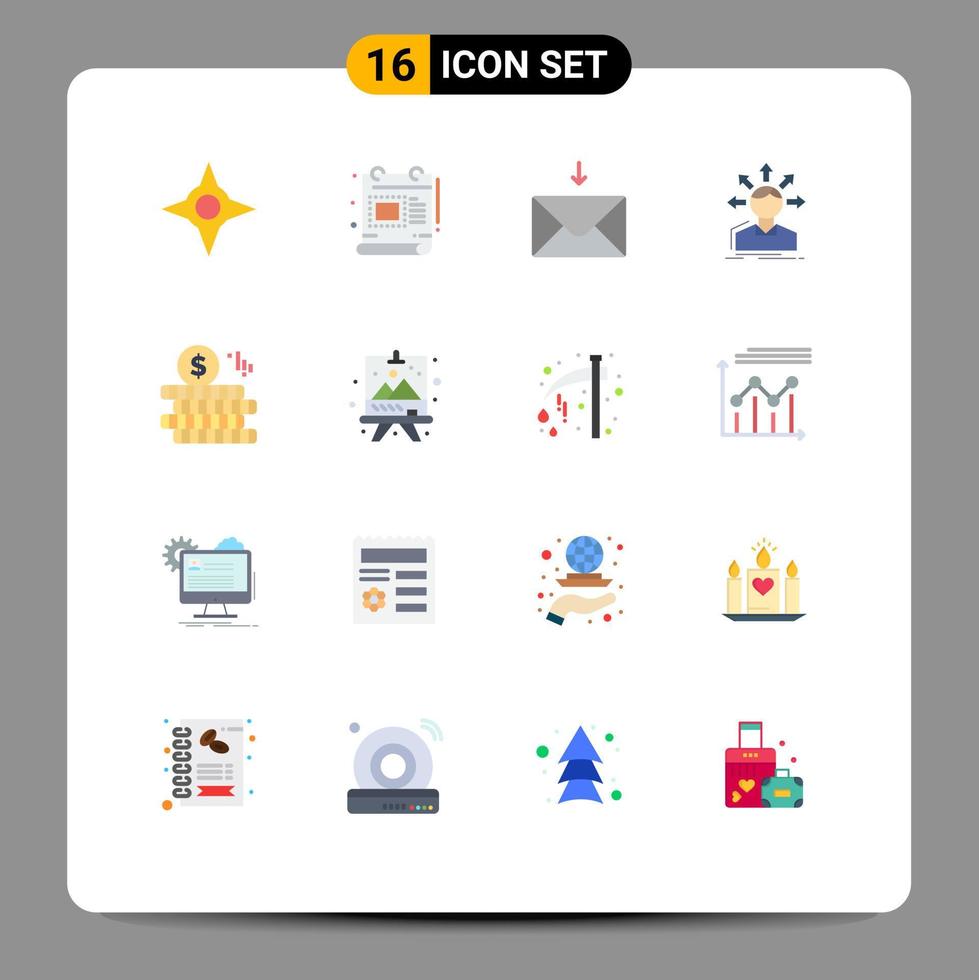 Stock Vector Icon Pack of 16 Line Signs and Symbols for doller money message transition options Editable Pack of Creative Vector Design Elements
