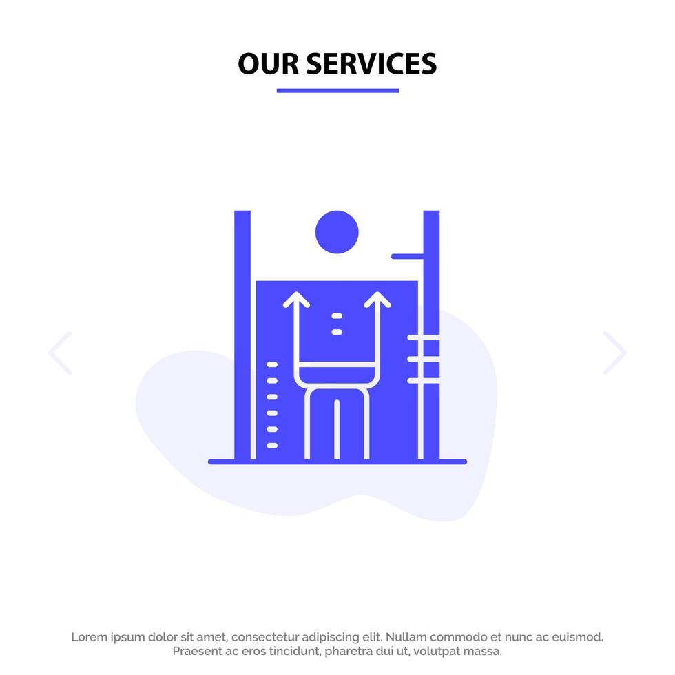 Our Services Performance Growth Human Improvement Management Solid Glyph Icon Web card Template vector