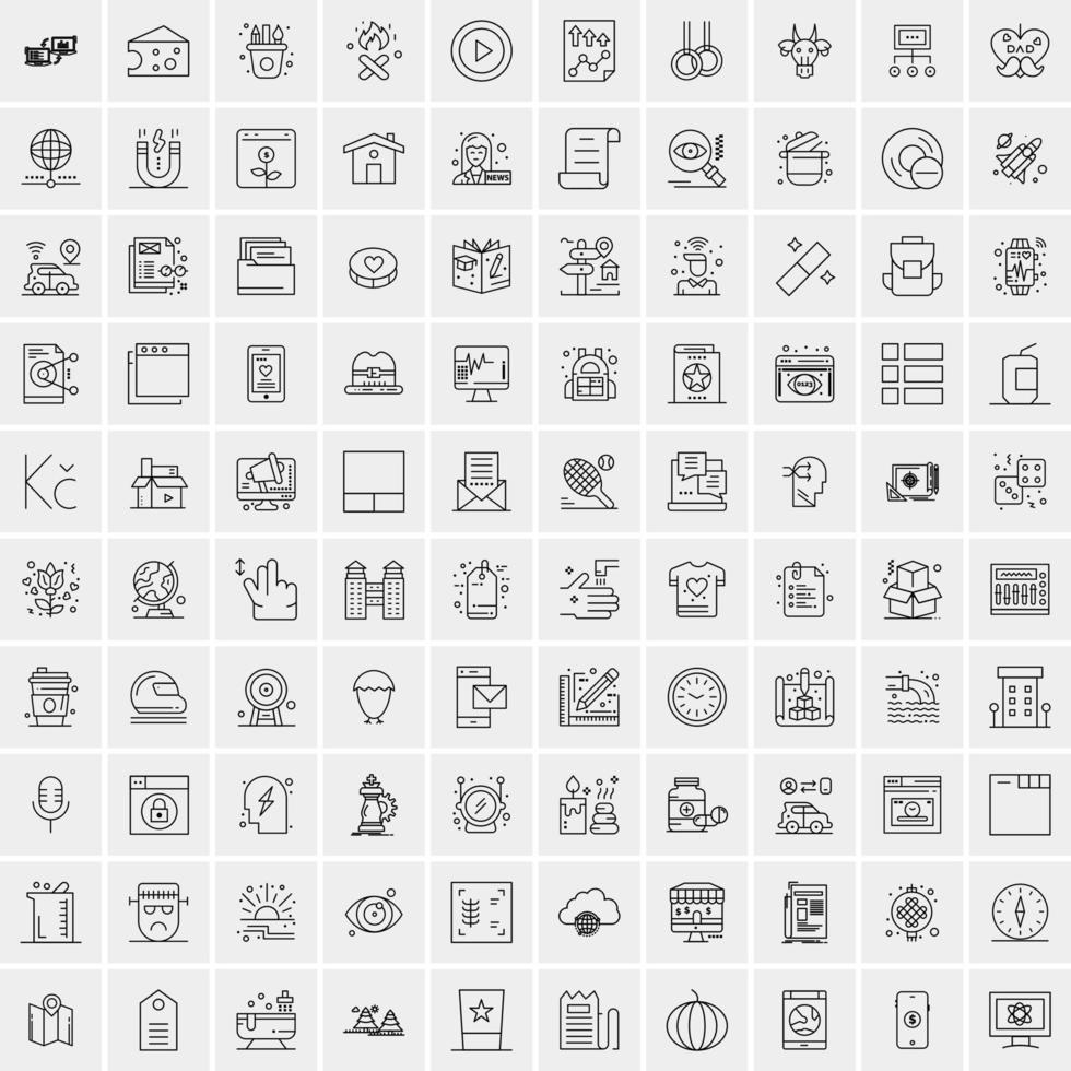 Set of 100 Creative Business Line Icons vector