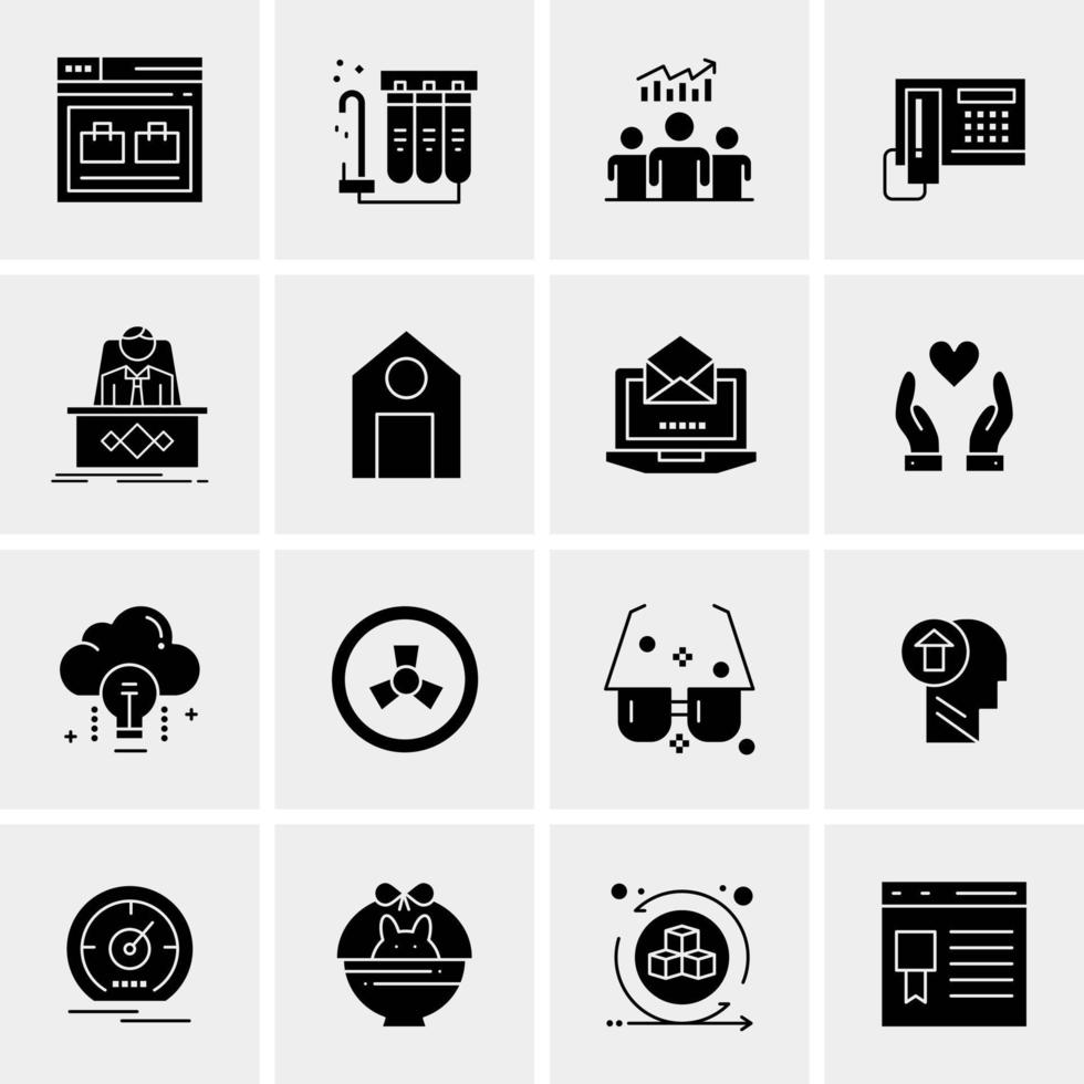 16 iconos de negocios universales vector ilustración de icono creativo para usar en proyectos relacionados con la web y dispositivos móviles