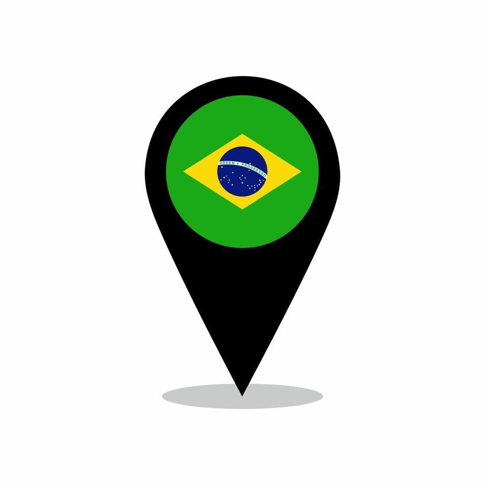 Brazil country flag vector with location pin design