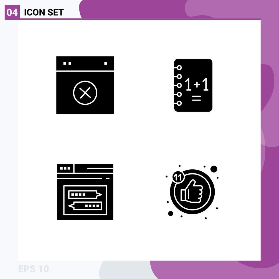 Stock Vector Icon Pack of Line Signs and Symbols for cancel internet remove notebook web Editable Vector Design Elements
