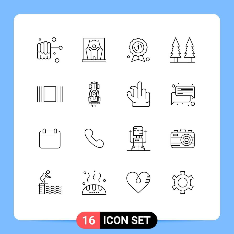 16 Universal Outline Signs Symbols of view cover award badge tree nature Editable Vector Design Elements