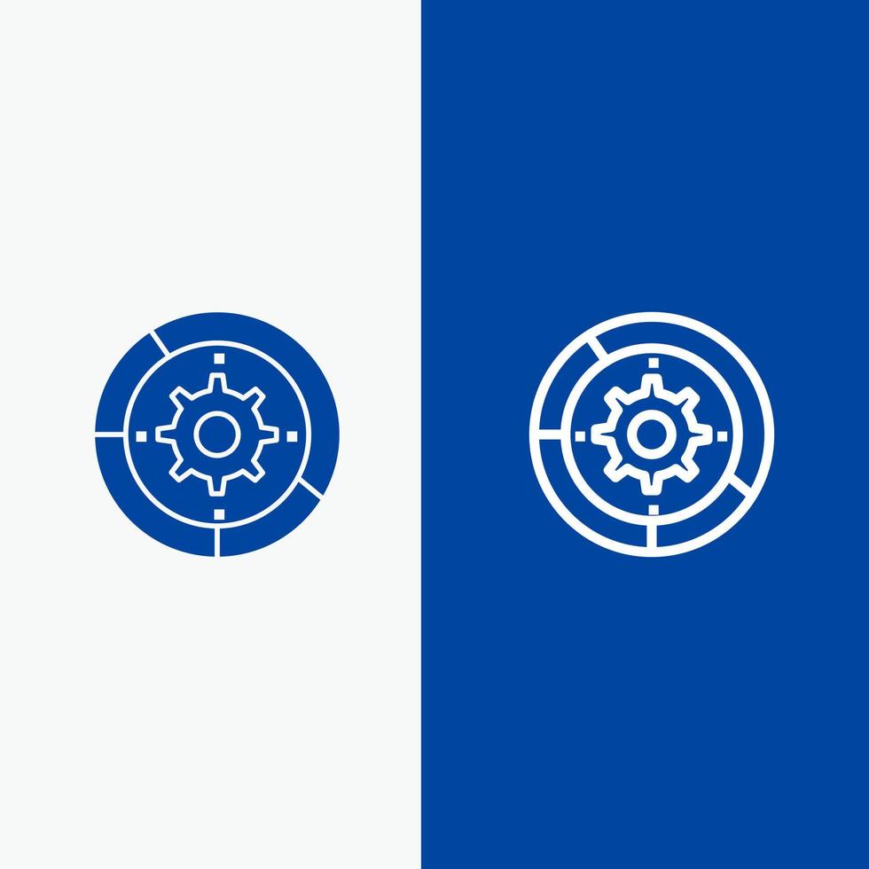 Gear Settings Setup Engine Process Line and Glyph Solid icon Blue banner Line and Glyph Solid icon Blue banner vector