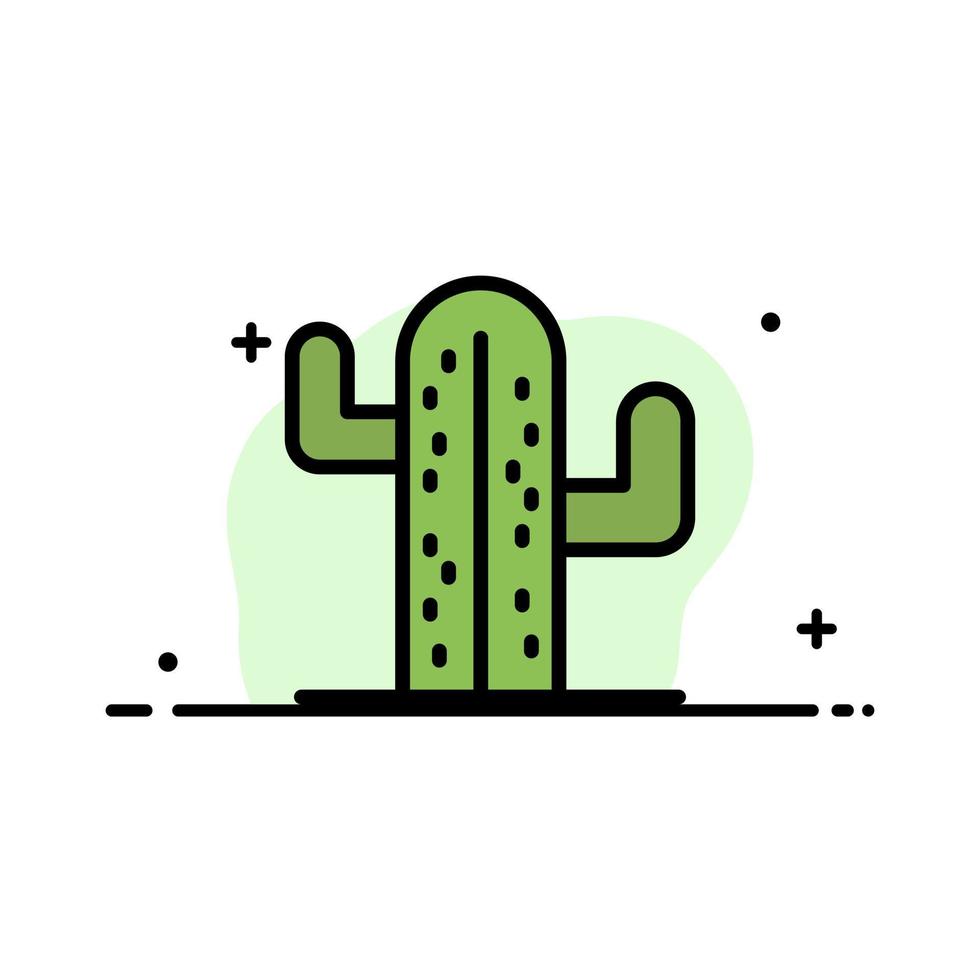 plantilla de banner de vector de icono lleno de línea plana de negocio americano planta de cactus EE.UU.