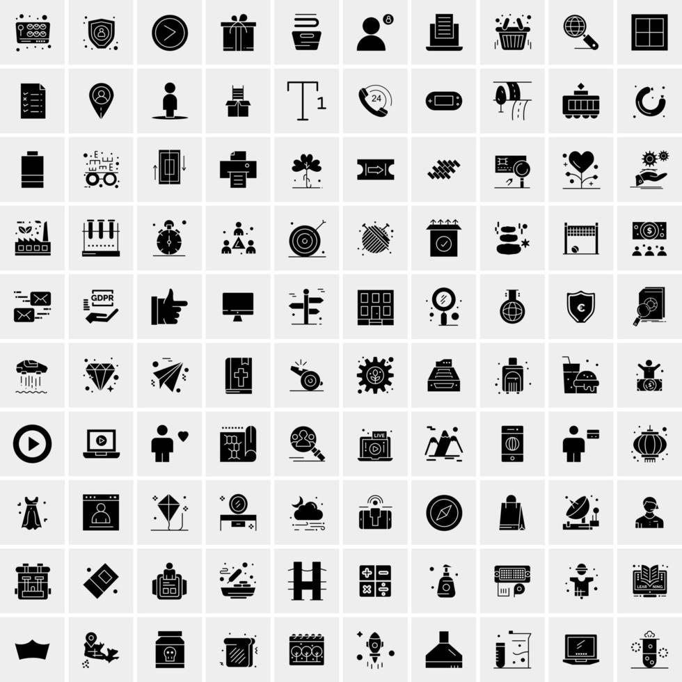 Set of 100 Universal Solid Icons vector