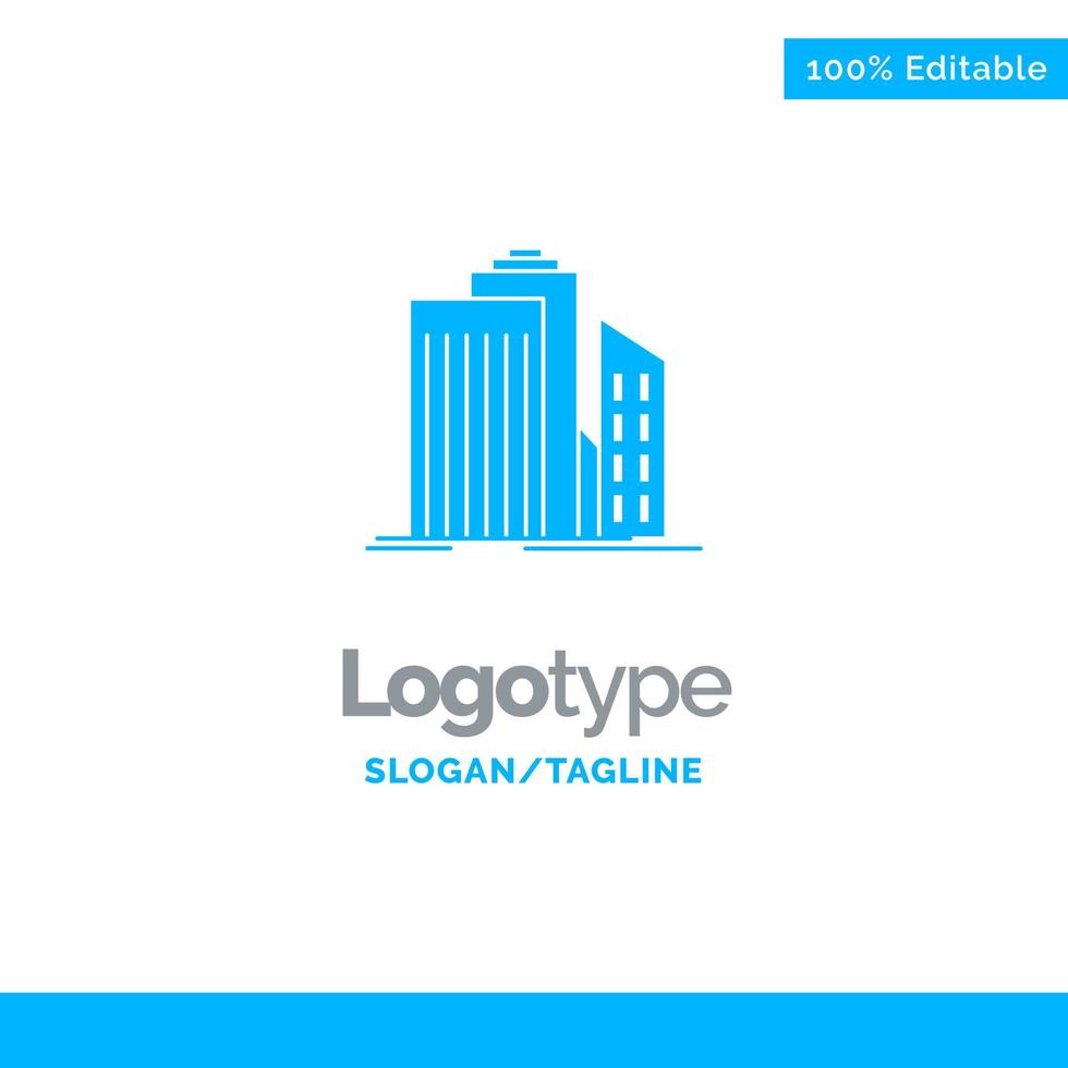 Skyscraper Architecture Buildings Business Office Real Estate Blue Solid Logo Template Place for Tagline vector