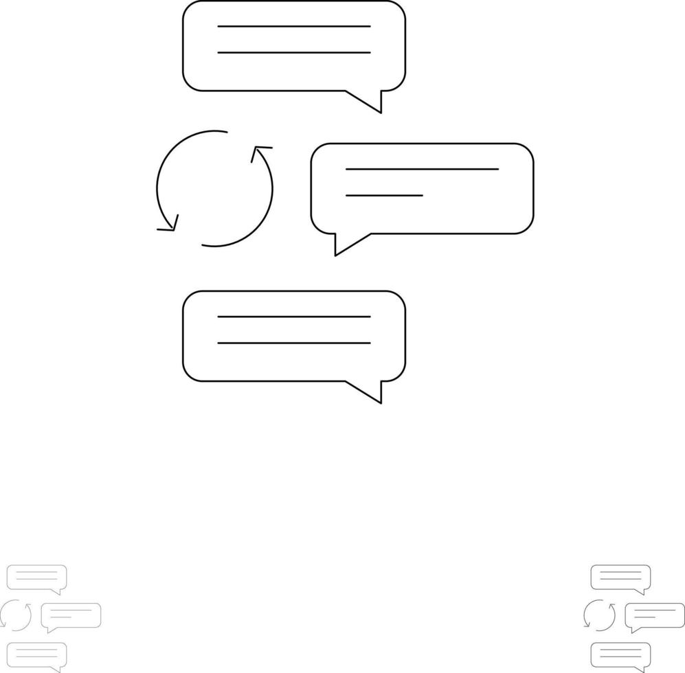 Chat Chatting Conversation Dialogue Auto Robot Bold and thin black line icon set vector