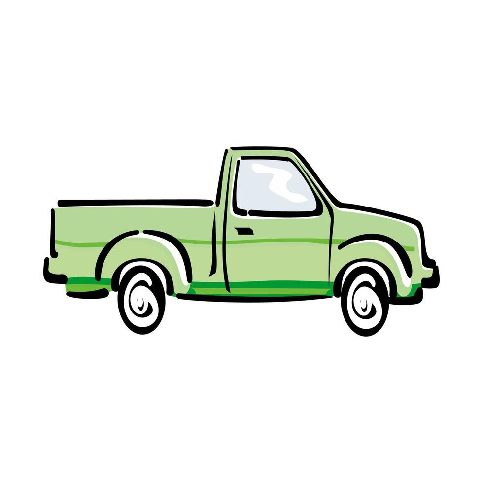 Pickup truck vector design in cartoon style