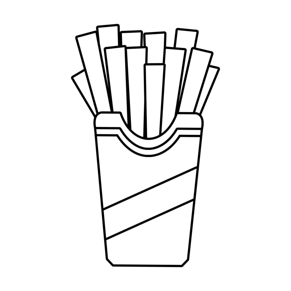 diseño vectorial de papas fritas con líneas adecuadas para colorear vector