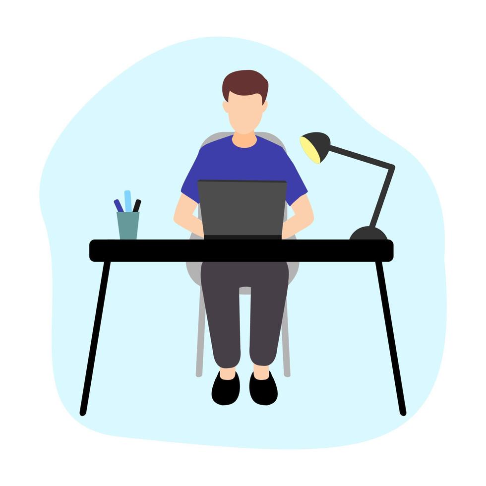 Vector illustration design of a person working on a laptop while sitting