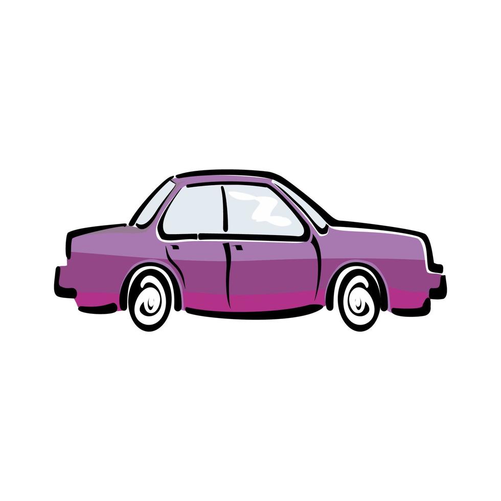 diseño de vector de coche sedán en estilo de dibujos animados