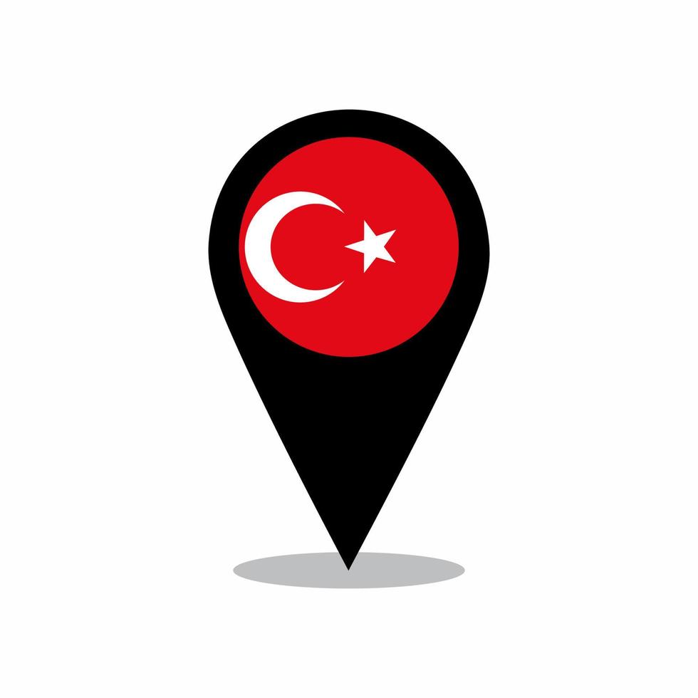 Turkey country flag vector with location pin design