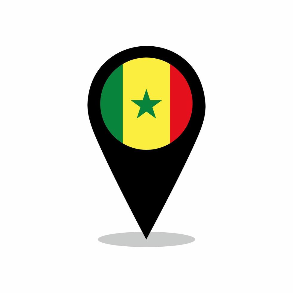 vector de bandera de país de senegal con diseño de pin de ubicación