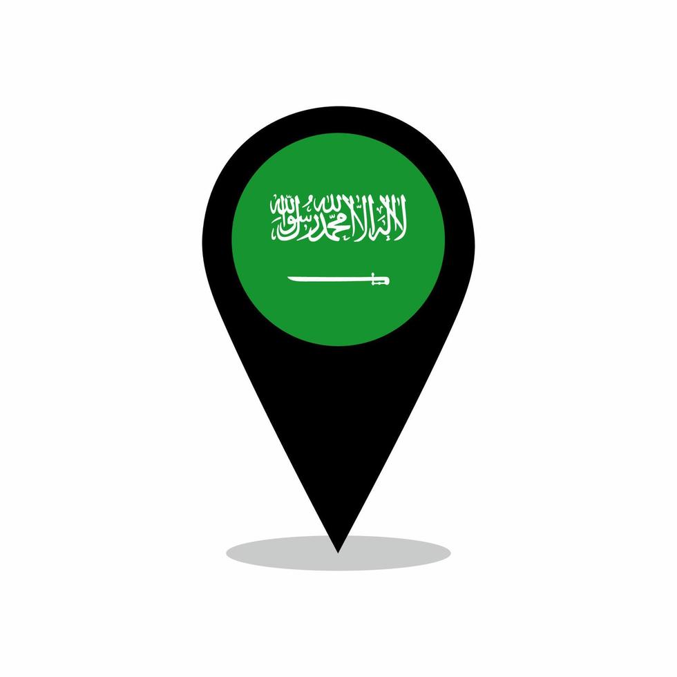 vector de bandera de país de arabia saudita con diseño de pin de ubicación