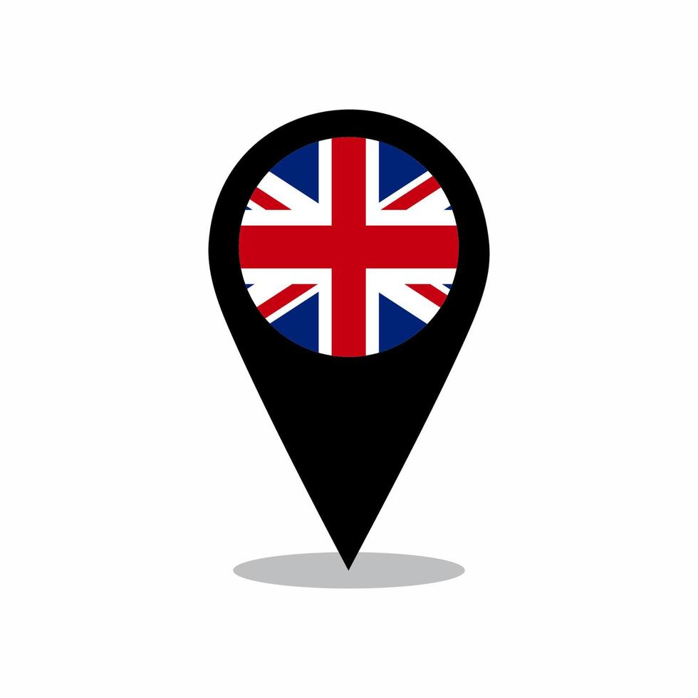 United Kingdom country flag vector with location pin design