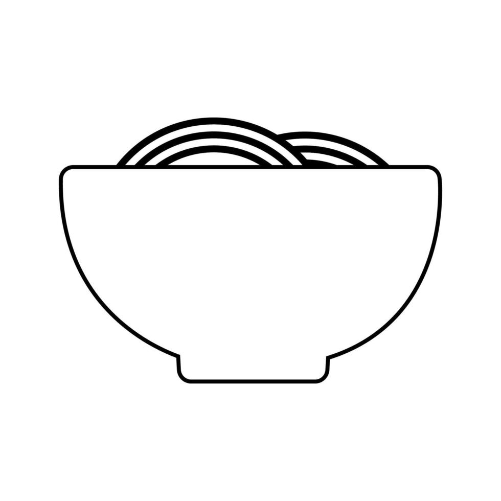 Bowl and noodles vector design with lines suitable for coloring