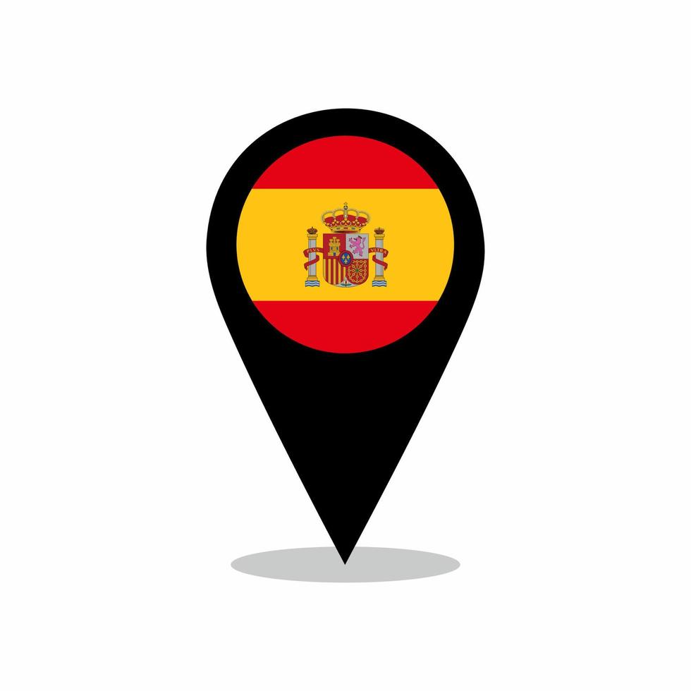 Spain country flag vector with location pin design