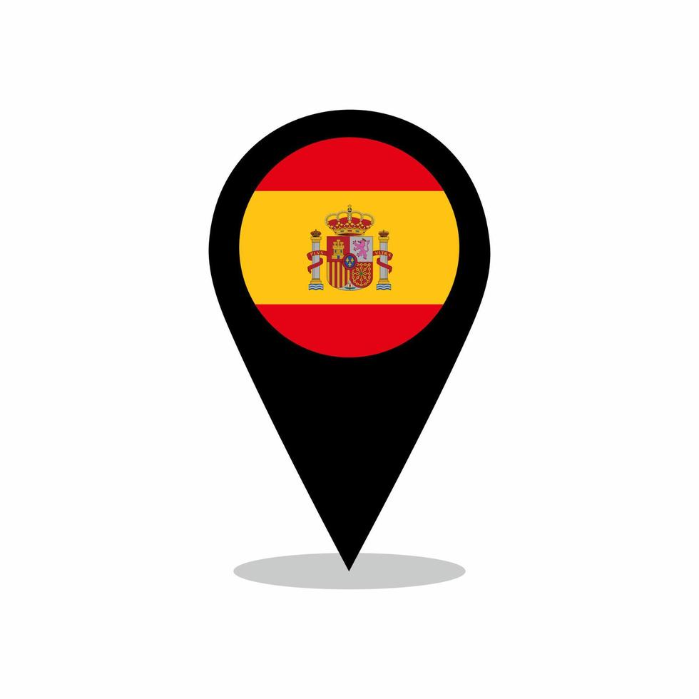 vector de bandera de país de españa con diseño de pin de ubicación