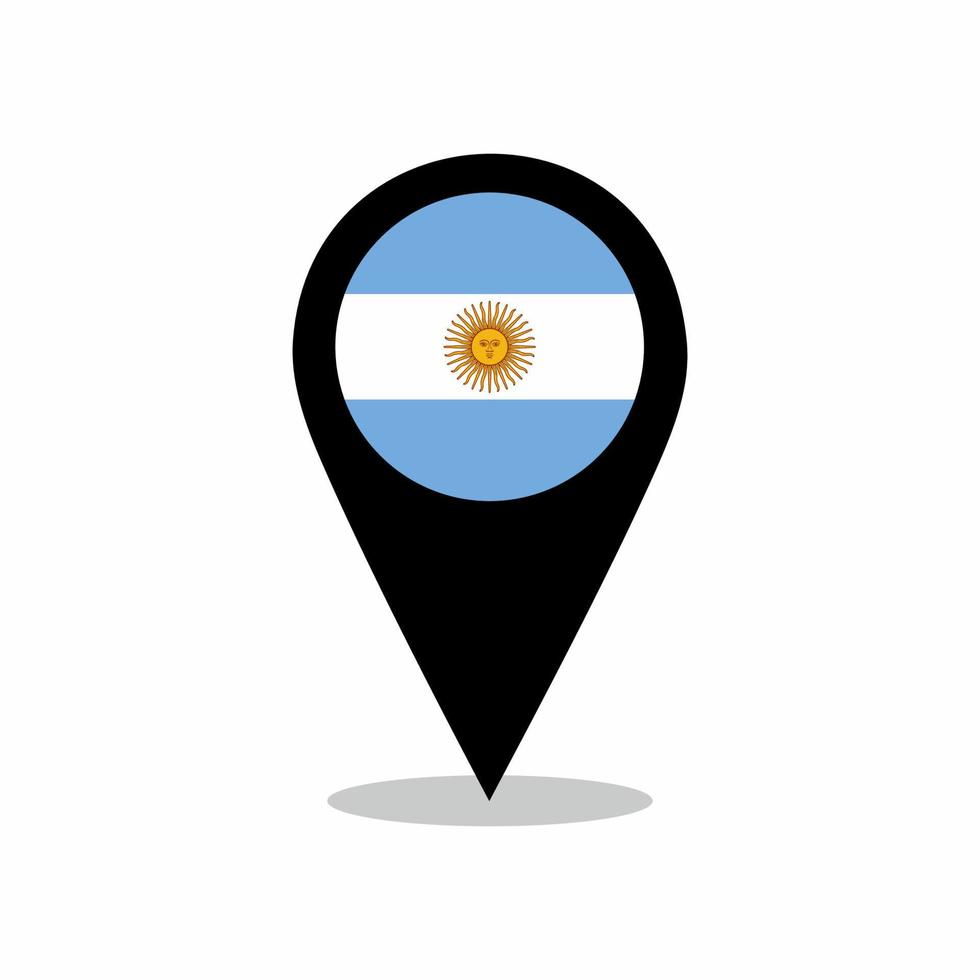 vector de bandera de país argentino con diseño de pin de ubicación