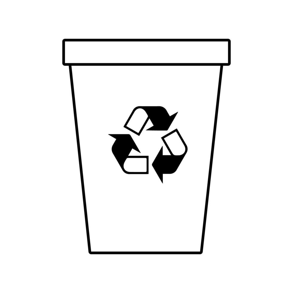 diseño de vector de bote de basura con líneas adecuadas para colorear