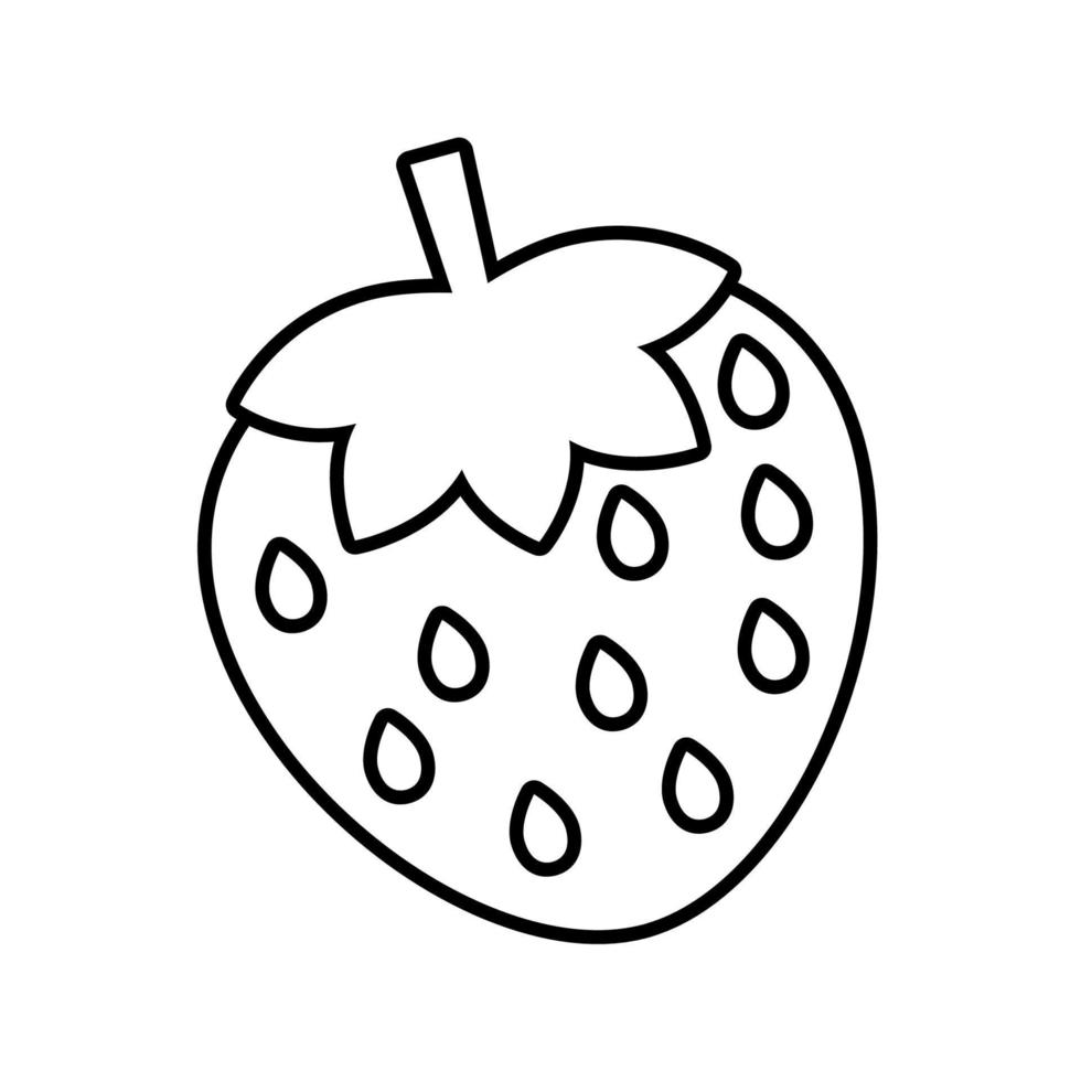 Strawberry vector design with lines suitable for coloring