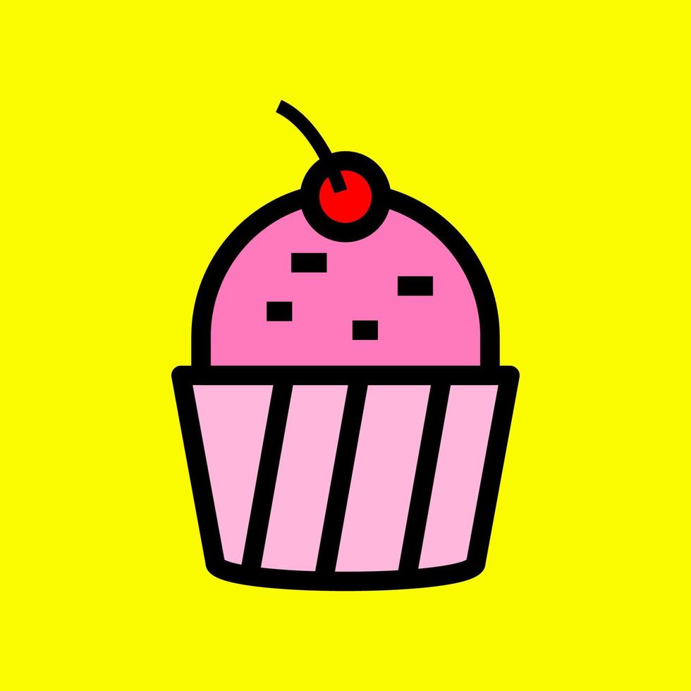 Cake vector design with cherry on top