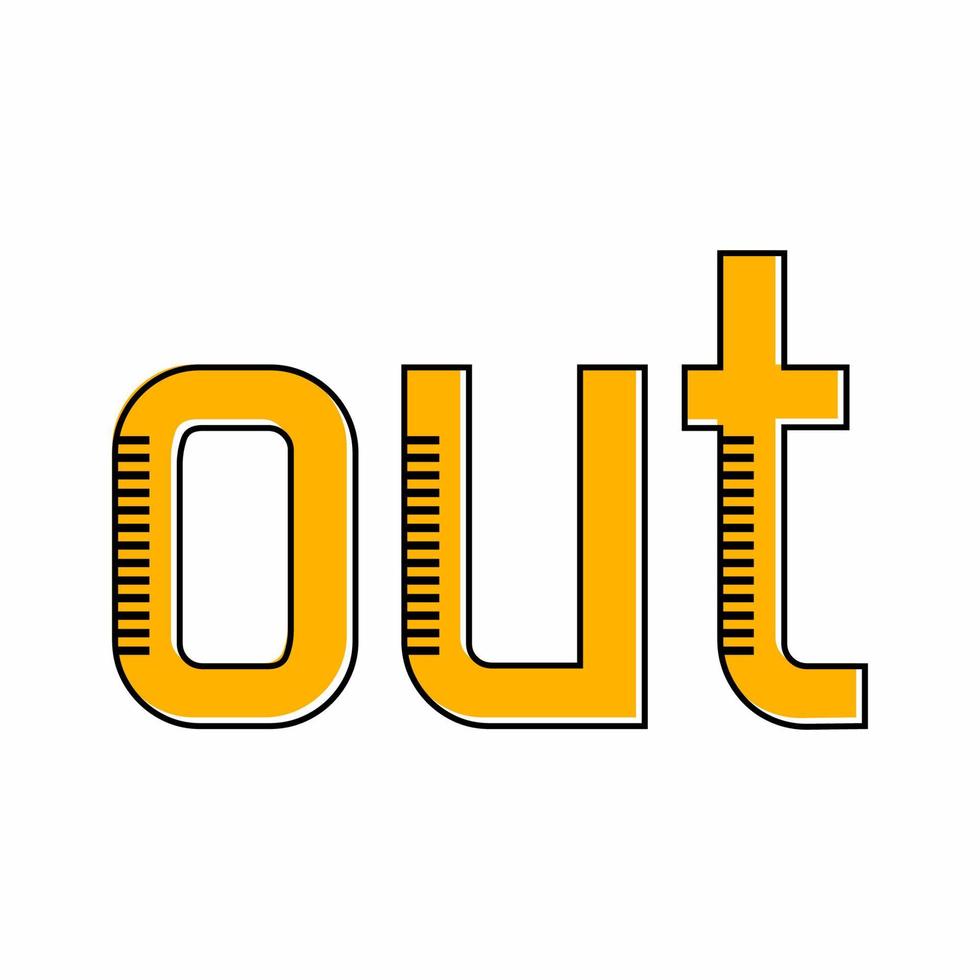 Out lettering vector design in yellow color