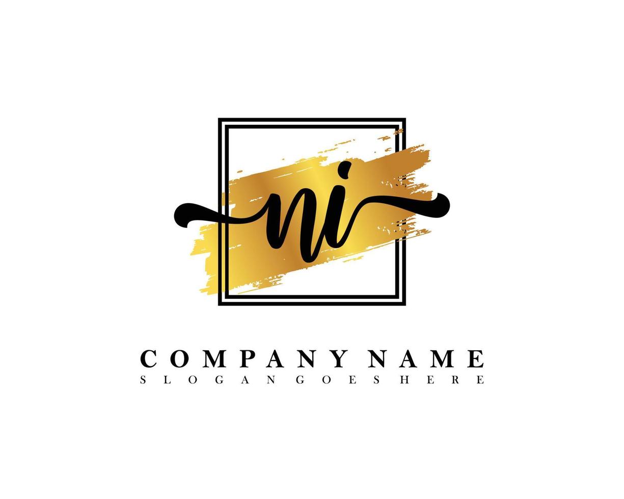 NI Initial handwriting logo concept vector