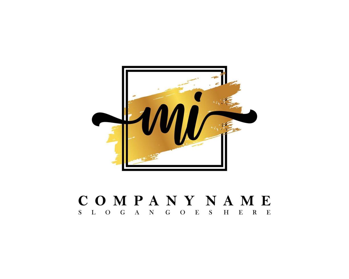 MI Initial handwriting logo concept vector